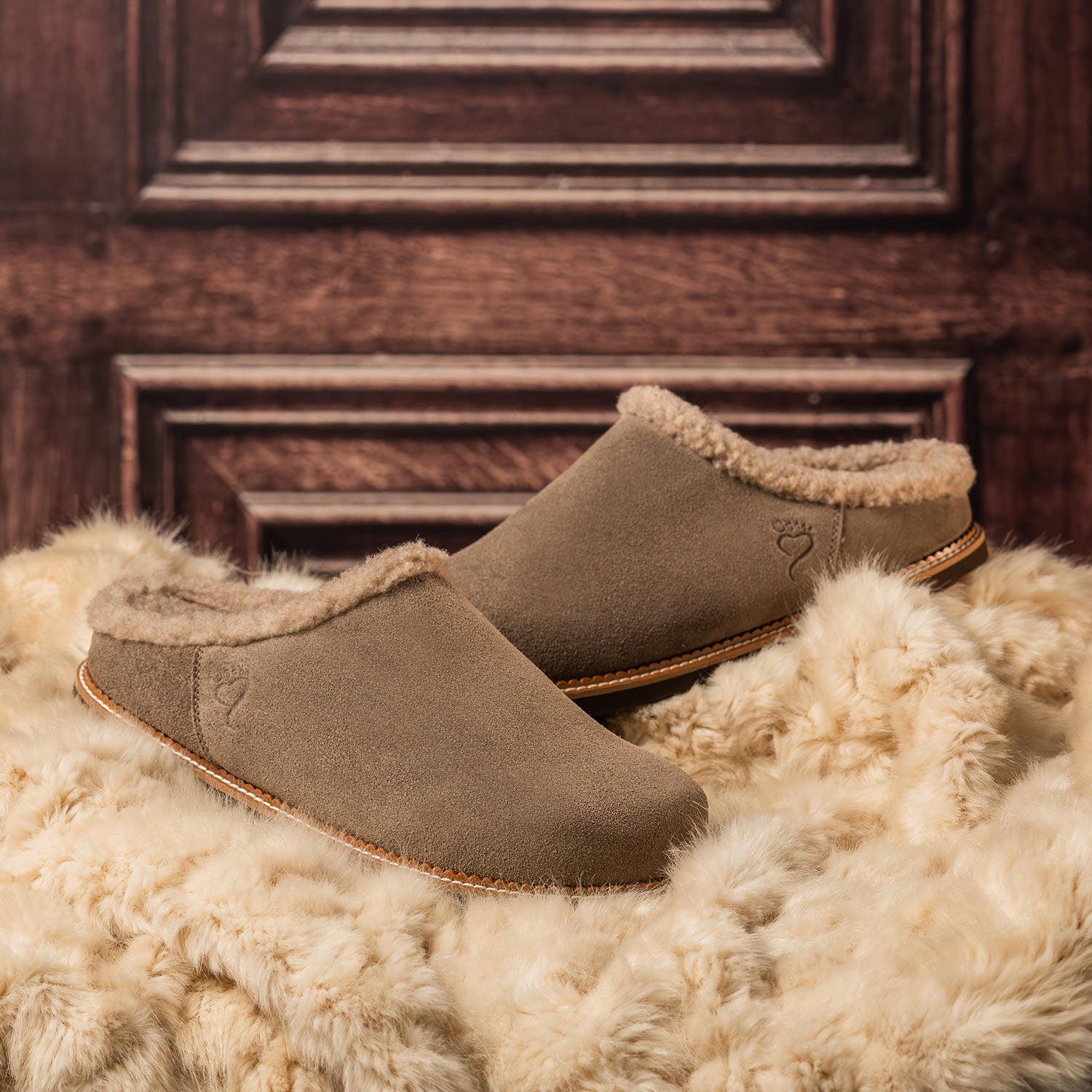 Snug: Taupe Suede & Wool Shoes Sole Bliss