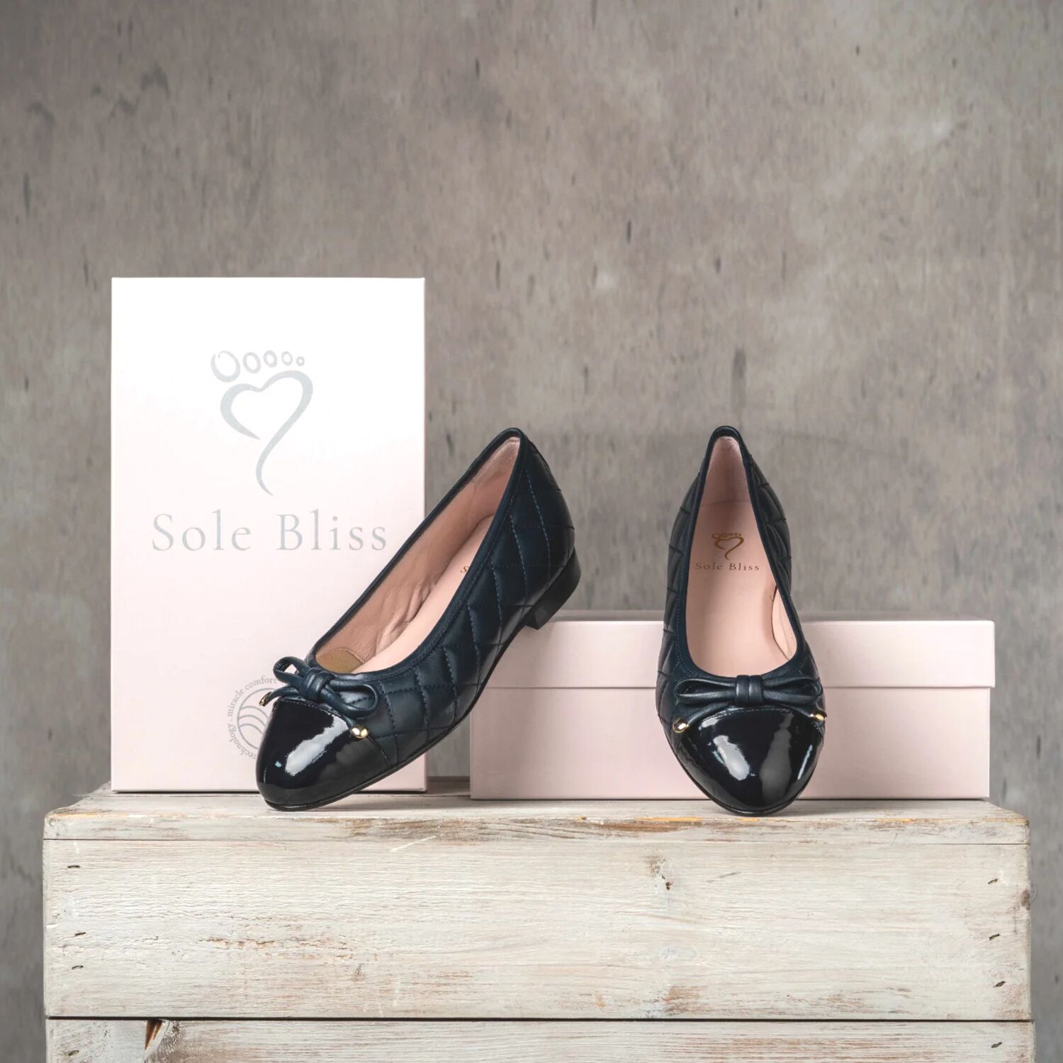 Royal: Navy Quilted Leather & Patent Shoes Sole Bliss