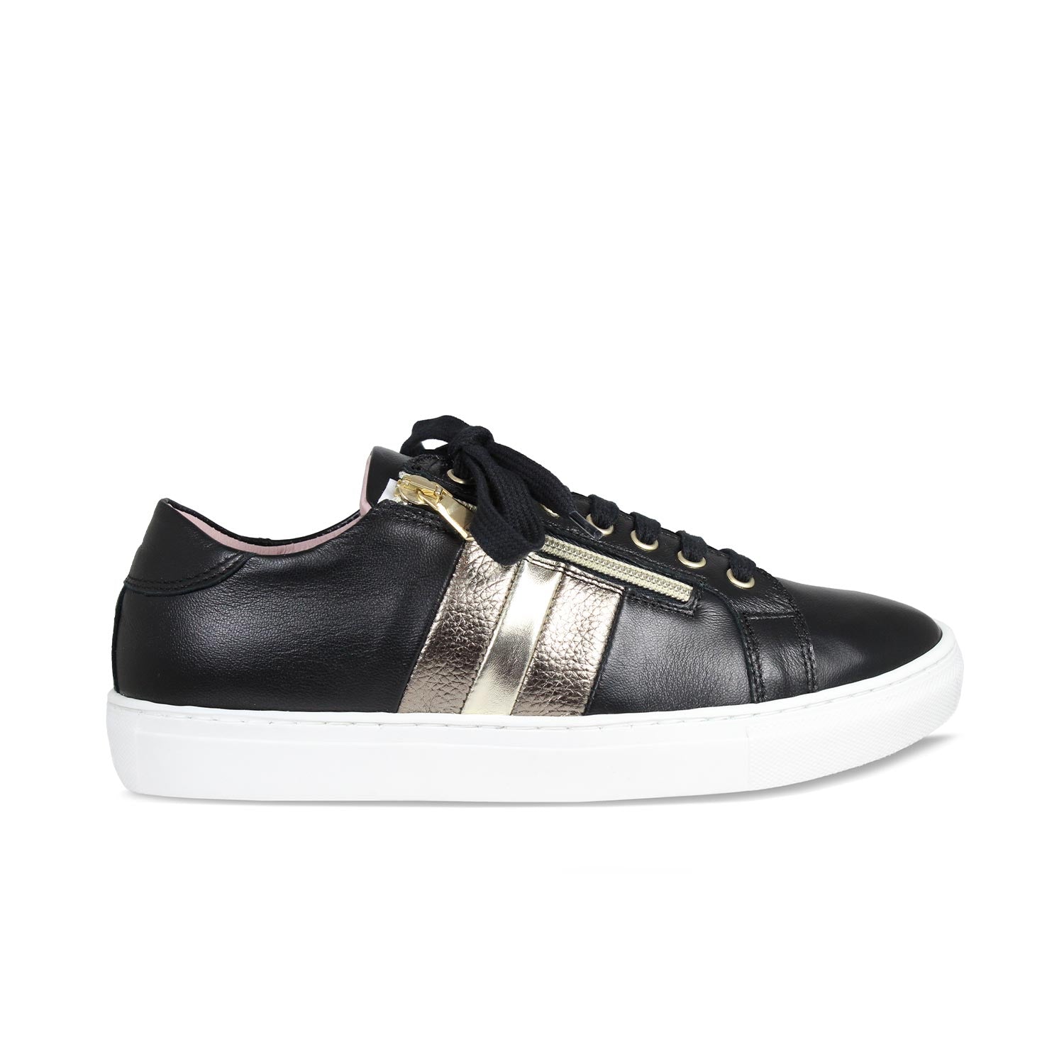 Sprint: Black Leather & Metallic Shoes Sole Bliss