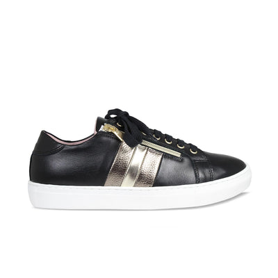 Sprint: Black Leather & Metallic Shoes Sole Bliss