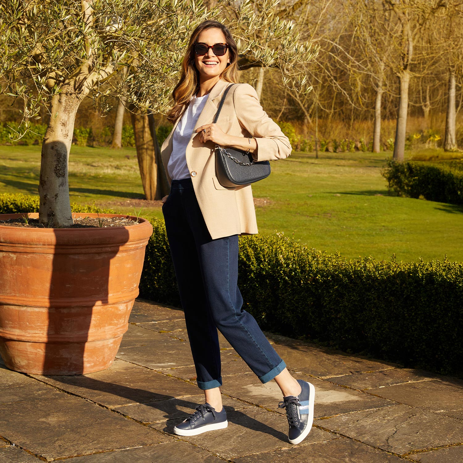 Sprint: Navy Leather & Denim Shoes Sole Bliss