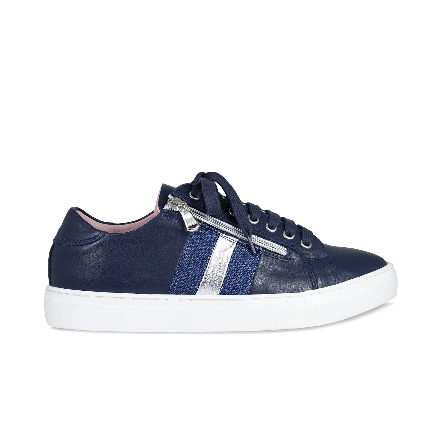 Sprint: Navy Leather & Denim Shoes Sole Bliss