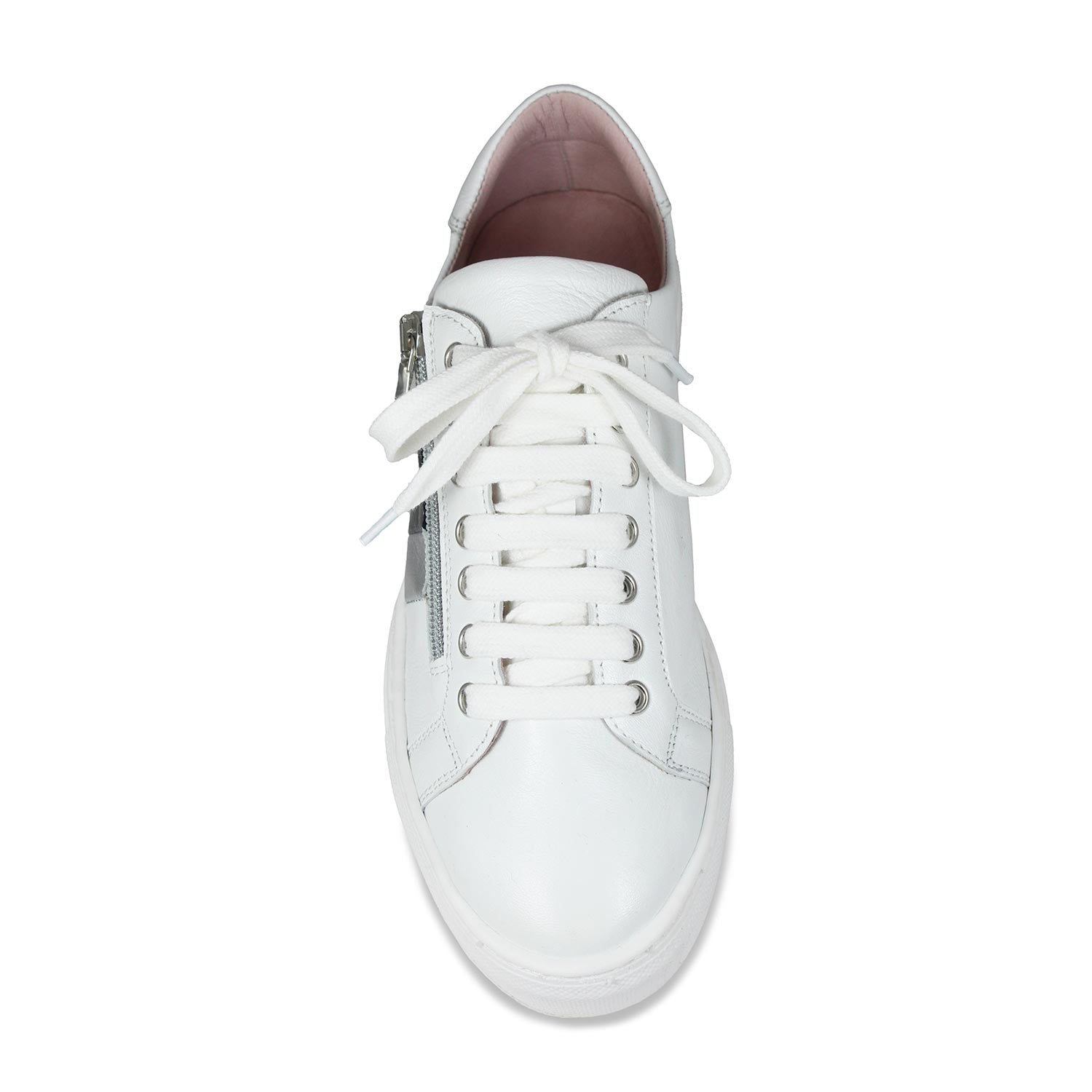 Sprint: White Leather & Metallic Shoes Sole Bliss