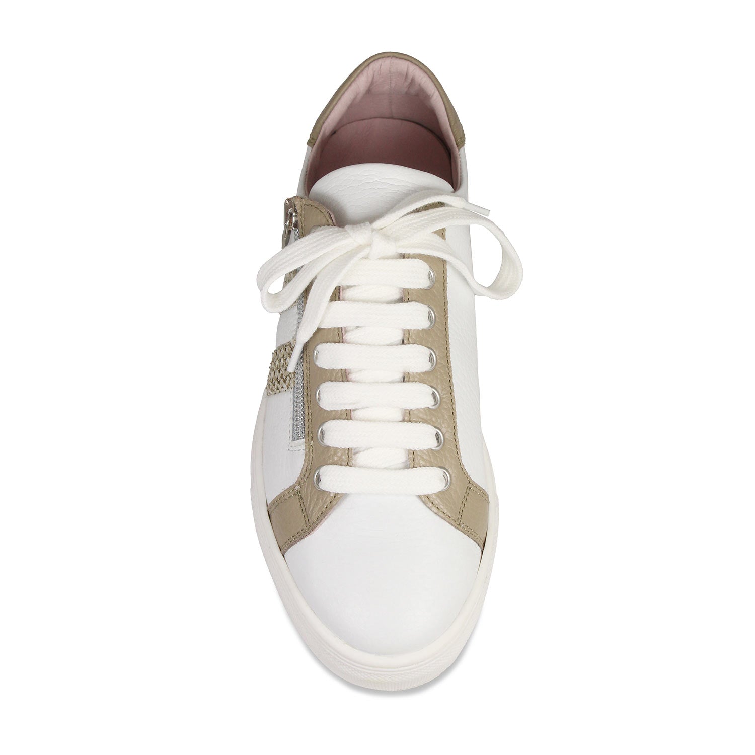 Sprint: White Leather & Raffia Shoes Sole Bliss