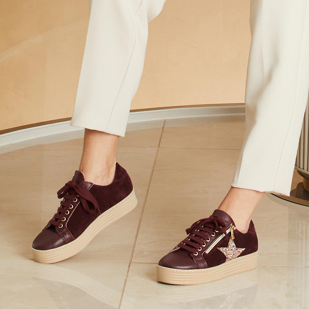 Hampton Star: Bordeau Leather & Glitter Shoes Sole Bliss