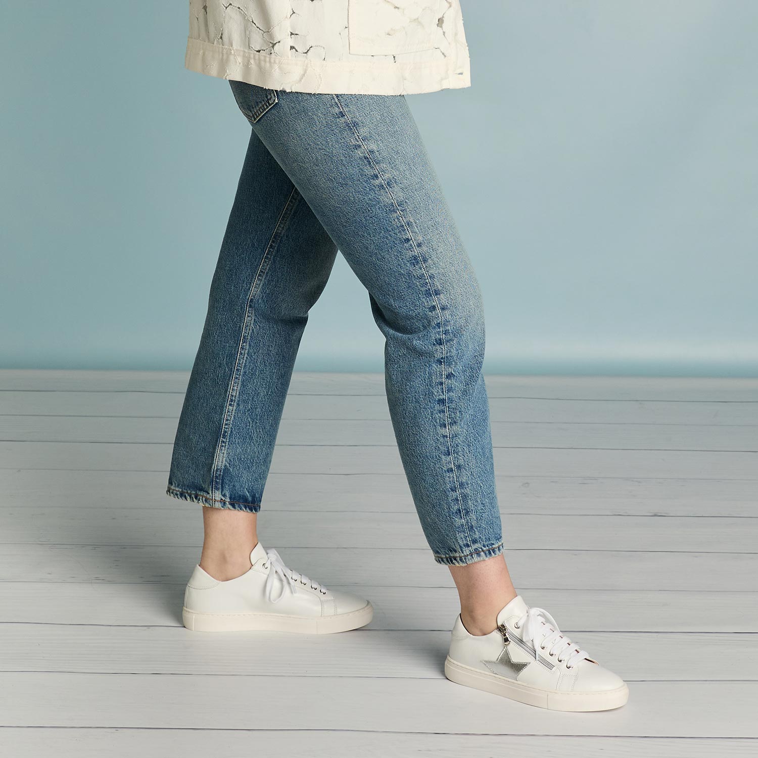 Starlight: White Leather & Silver Shoes Sole Bliss