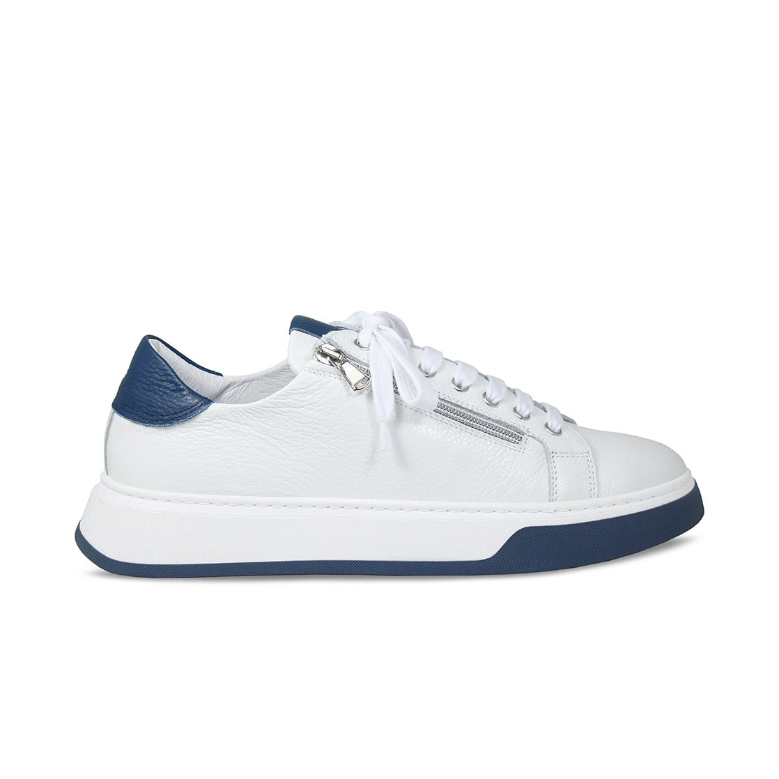 MEN'S Statement: White Leather & Navy Shoes Sole Bliss