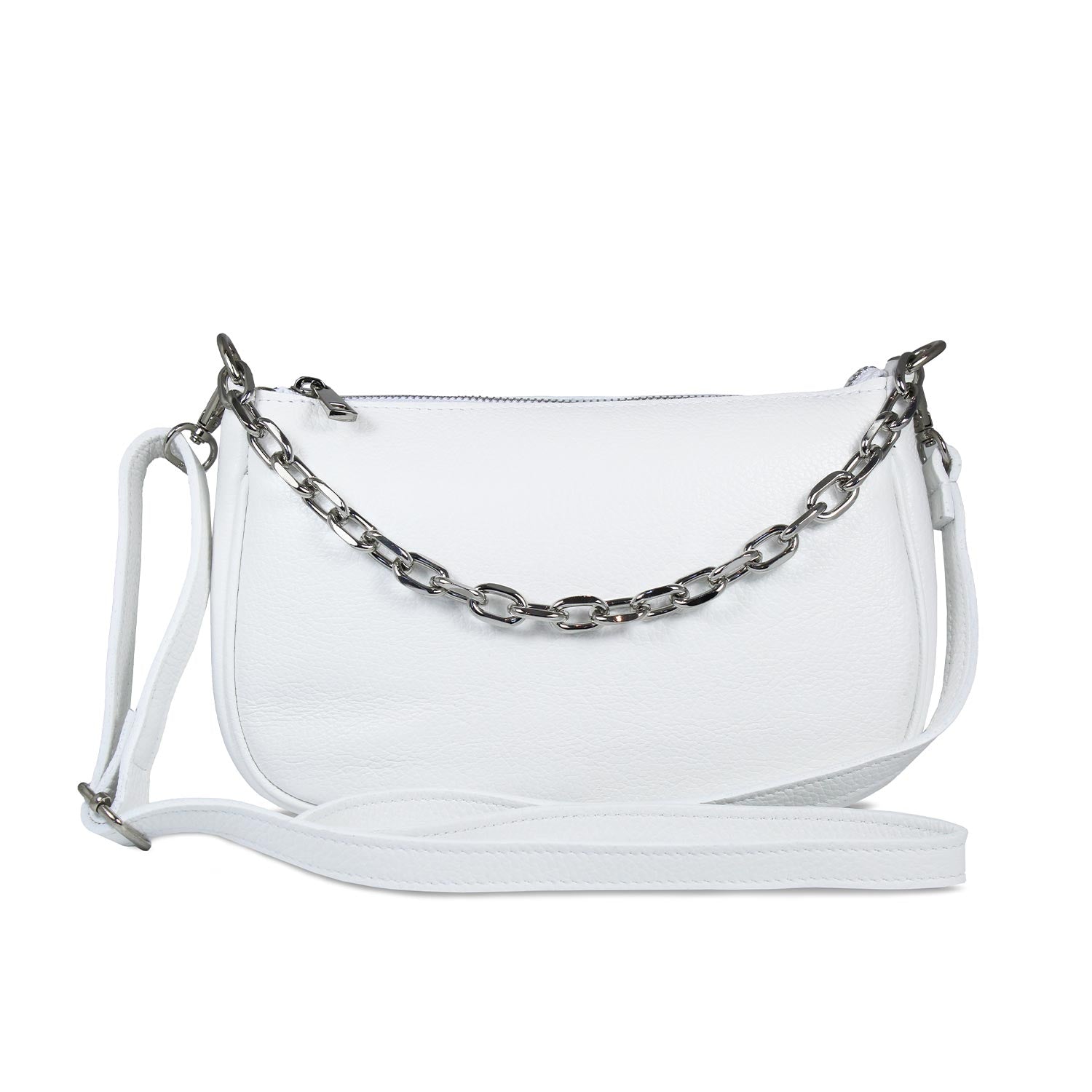 Swing: White Leather & Silver Bags Sole Bliss