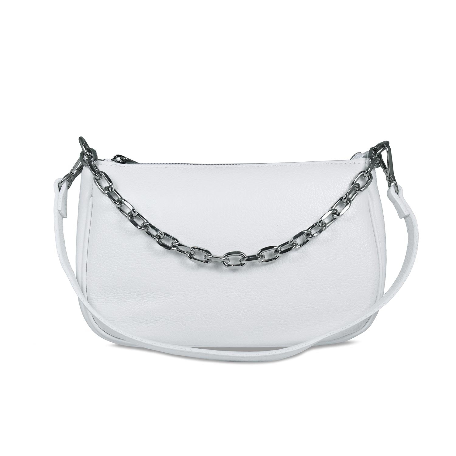 Swing: White Leather & Silver Bags Sole Bliss
