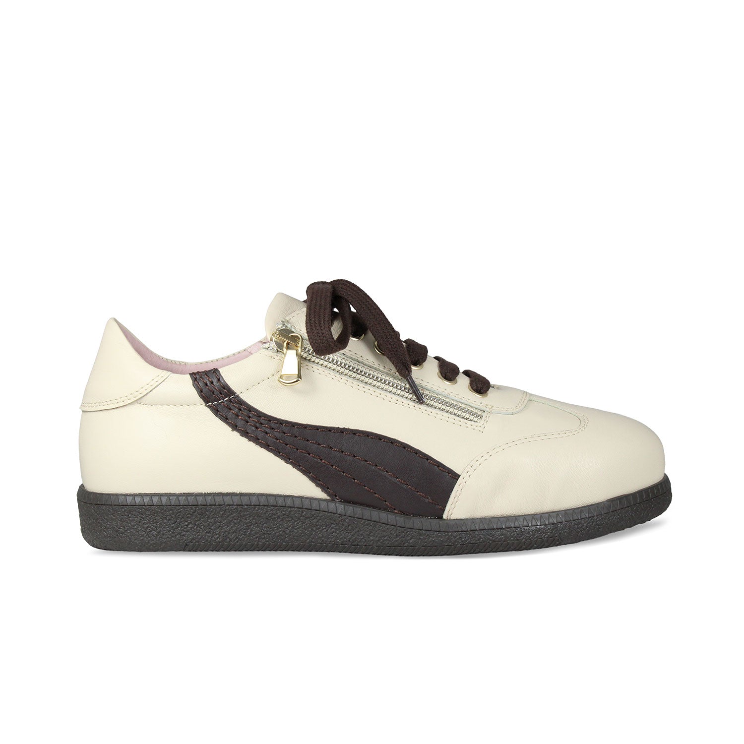 Swirl: Cream & Brown Leather Shoes Sole Bliss