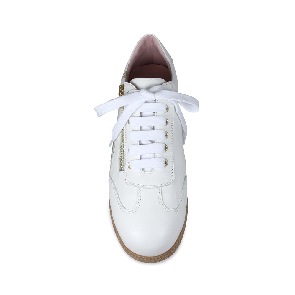 Swirl: White Leather & Gold Shoes Sole Bliss