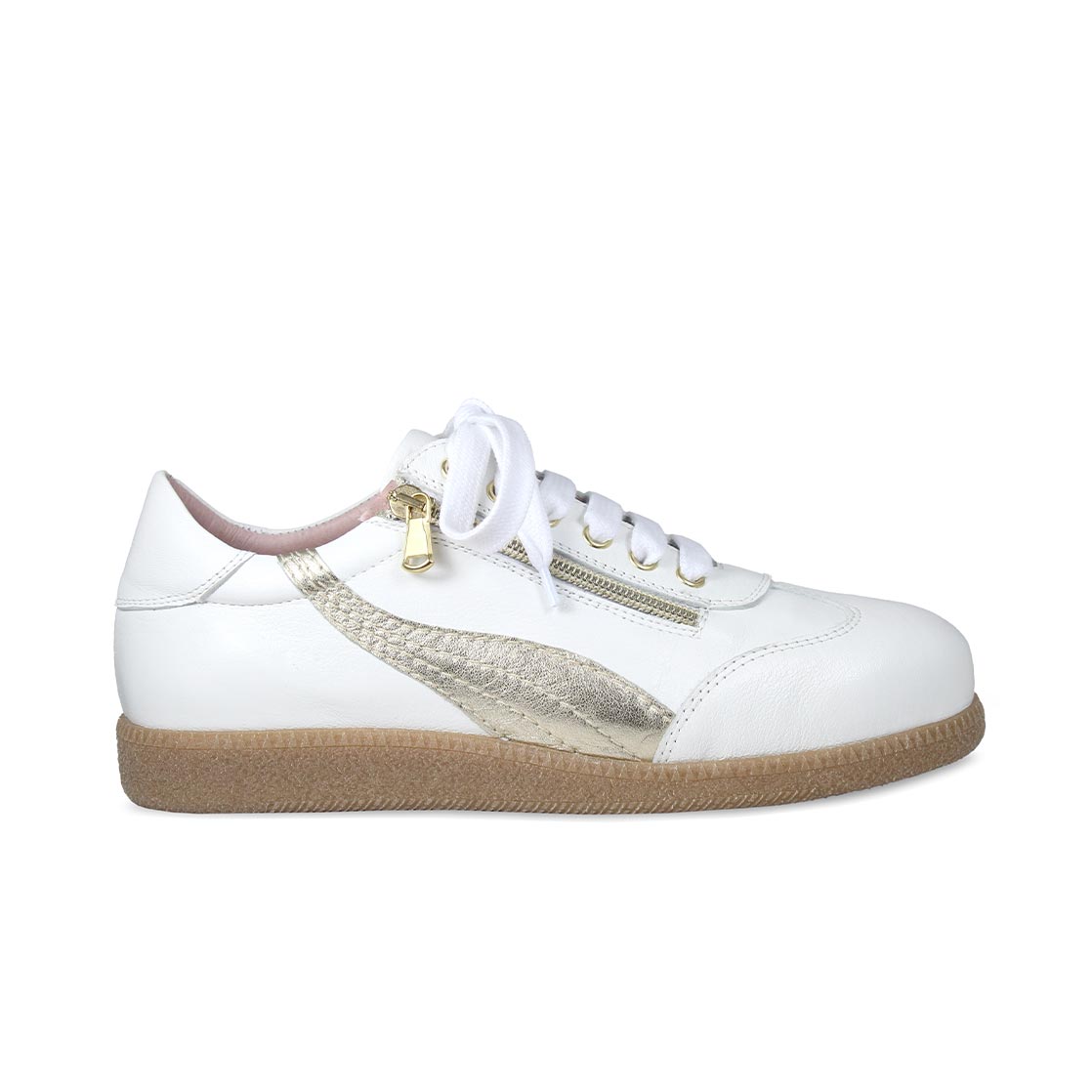 Swirl: White Leather & Gold Shoes Sole Bliss