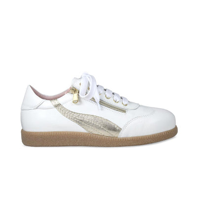 Swirl: White Leather & Gold Shoes Sole Bliss