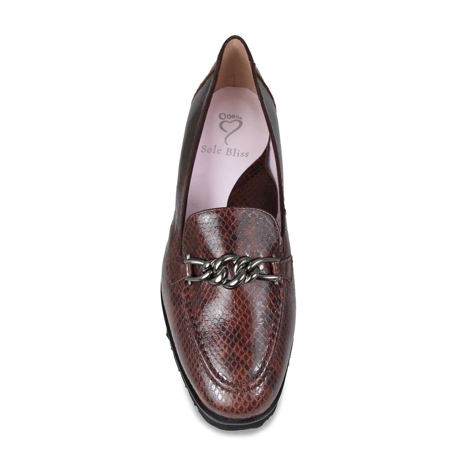 Tamara: Brown Snake Print Leather Shoes Sole Bliss