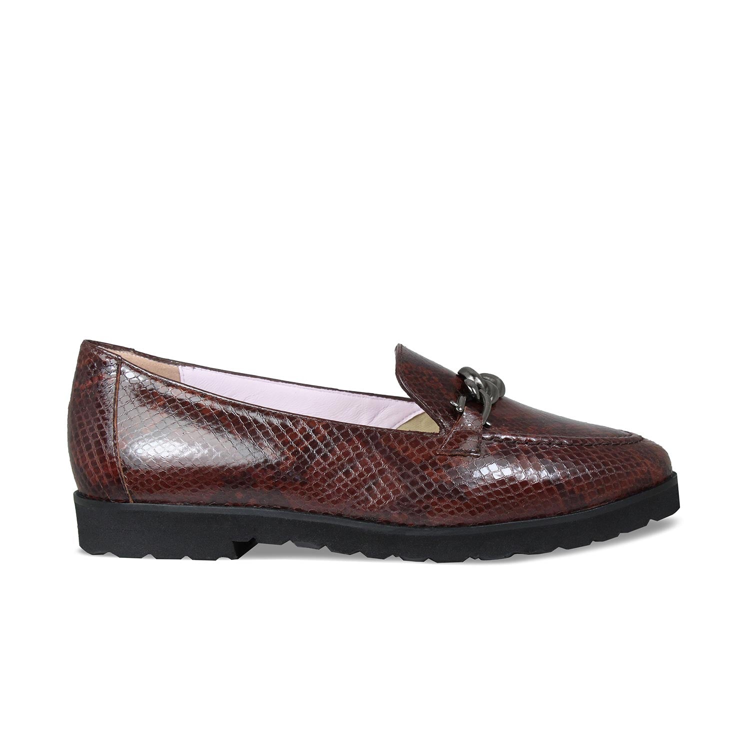 Tamara: Brown Snake Print Leather Shoes Sole Bliss