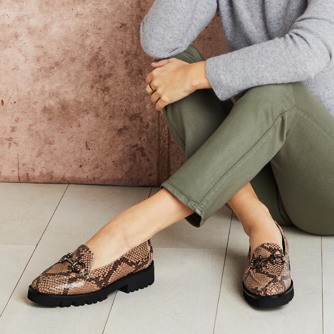 Terri: Natural Snake Print Leather Shoes Sole Bliss