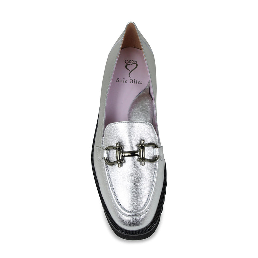 Terri: Silver Leather Shoes Sole Bliss