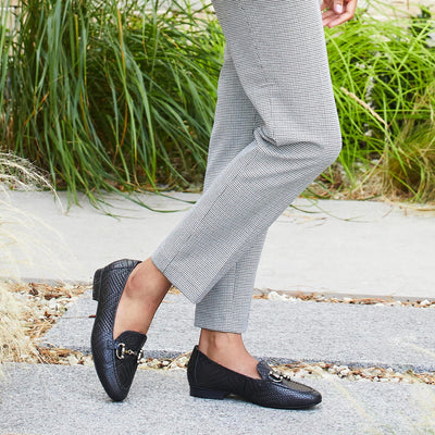 Trinity: Black Leather Weave Shoes Sole Bliss