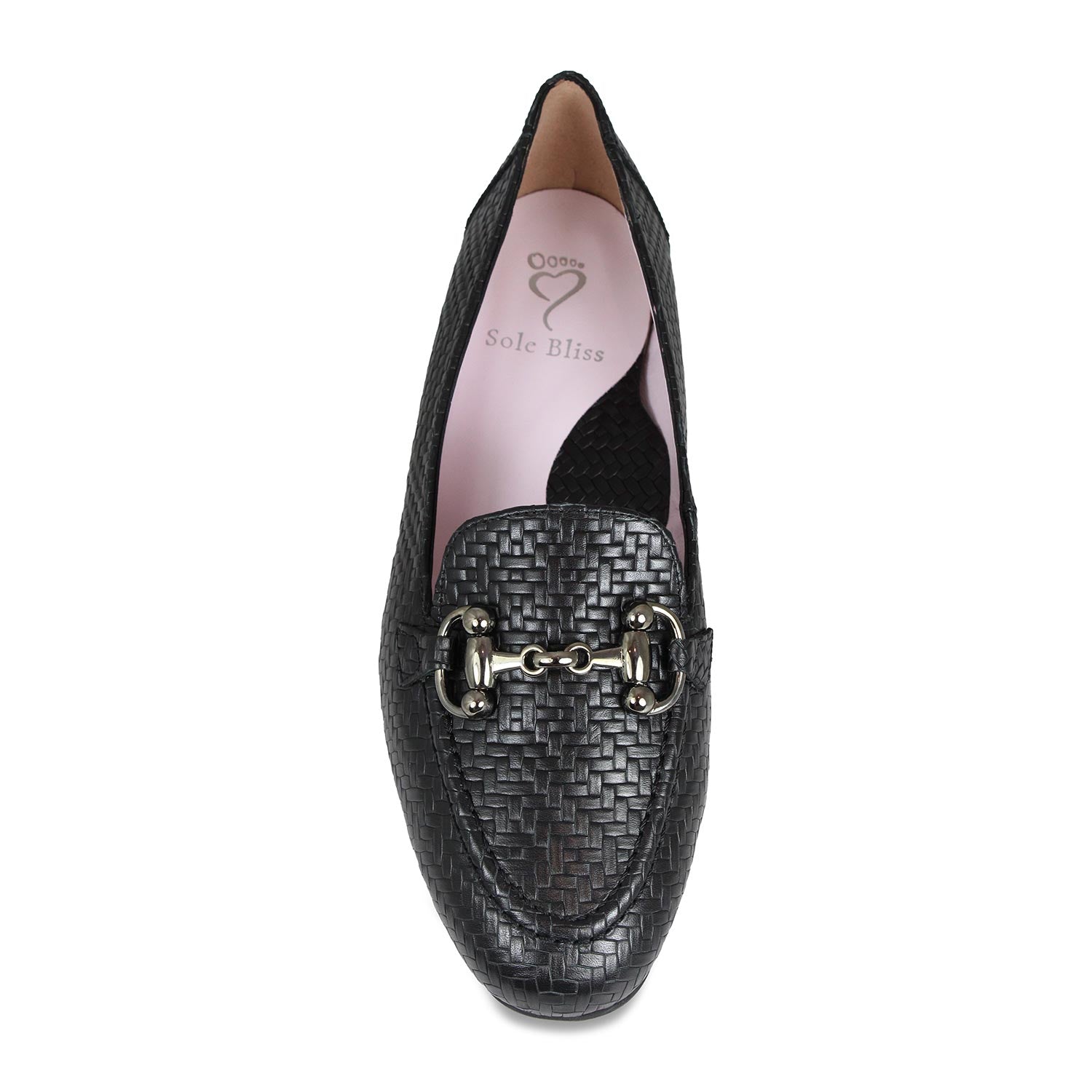 Trinity: Black Leather Weave Shoes Sole Bliss