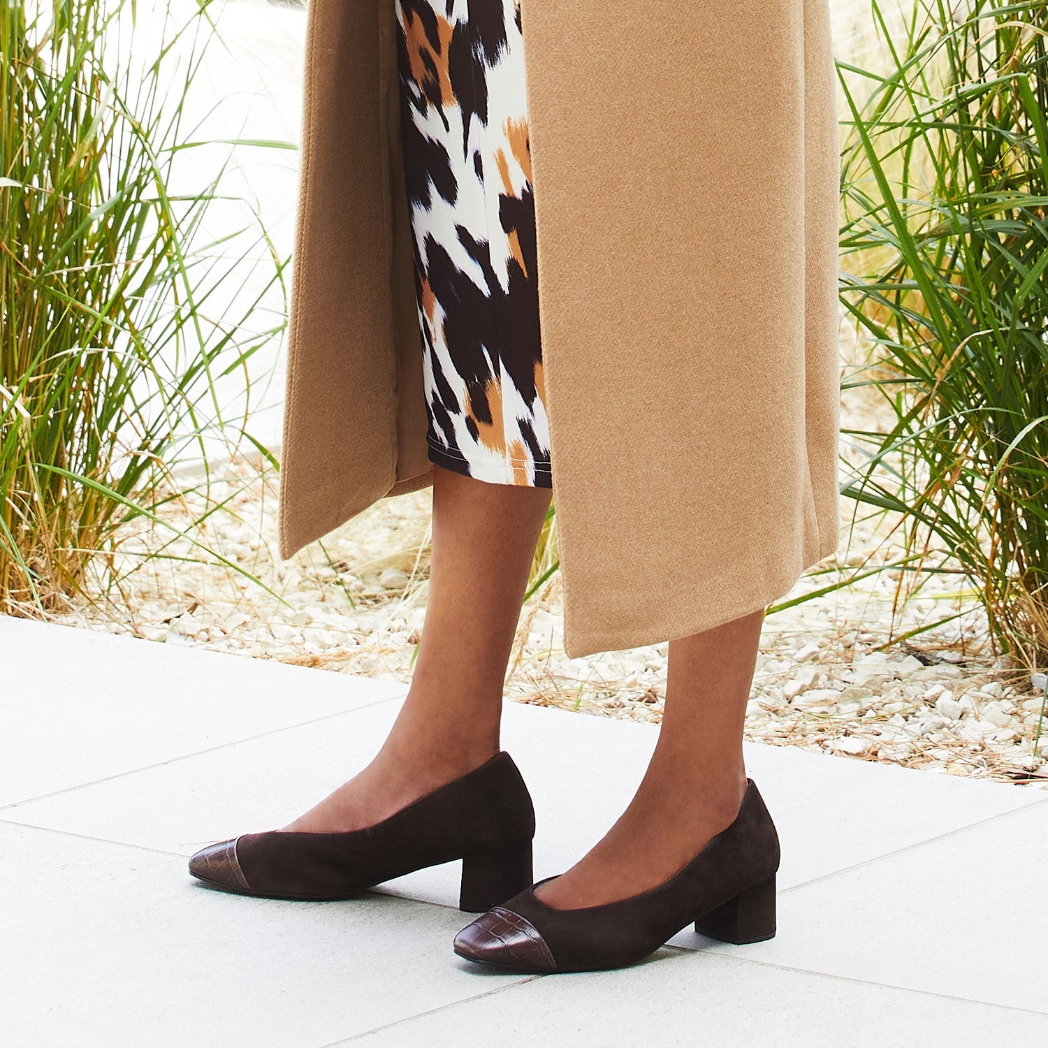 Valencia: Chocolate Brown Suede & Croc Shoes Sole Bliss