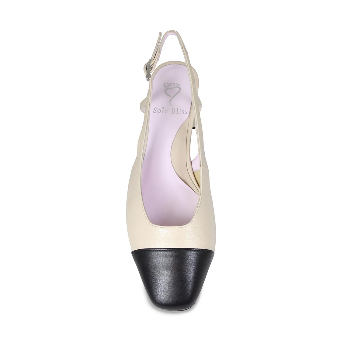 Venus: Cream & Black Leather Shoes Sole Bliss
