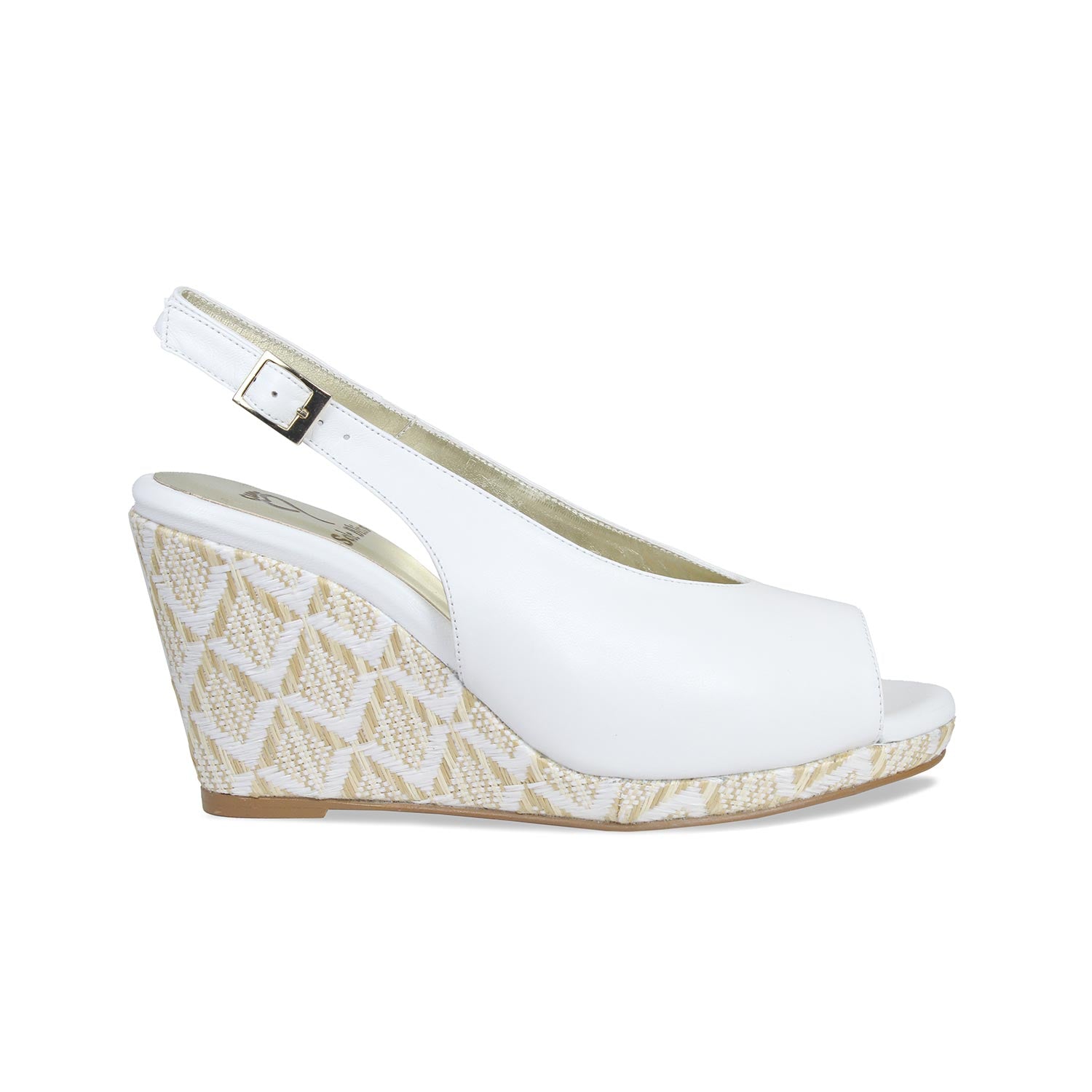 Winnie: White Leather & Raffia Shoes Sole Bliss