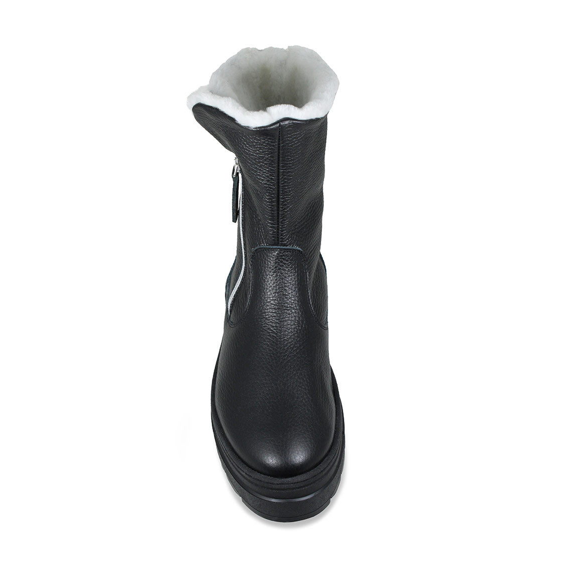 Wonder: Black Leather & Shearling Boots Sole Bliss