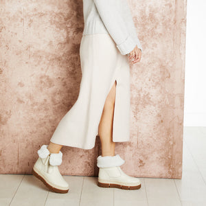 Wonder: Cream Leather & Shearling Boots Sole Bliss