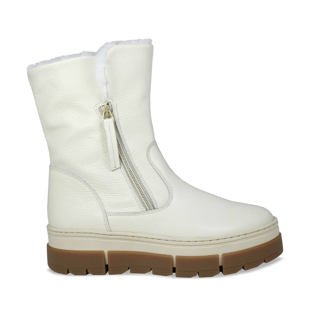 Wonder: Cream Leather & Shearling Boots Sole Bliss