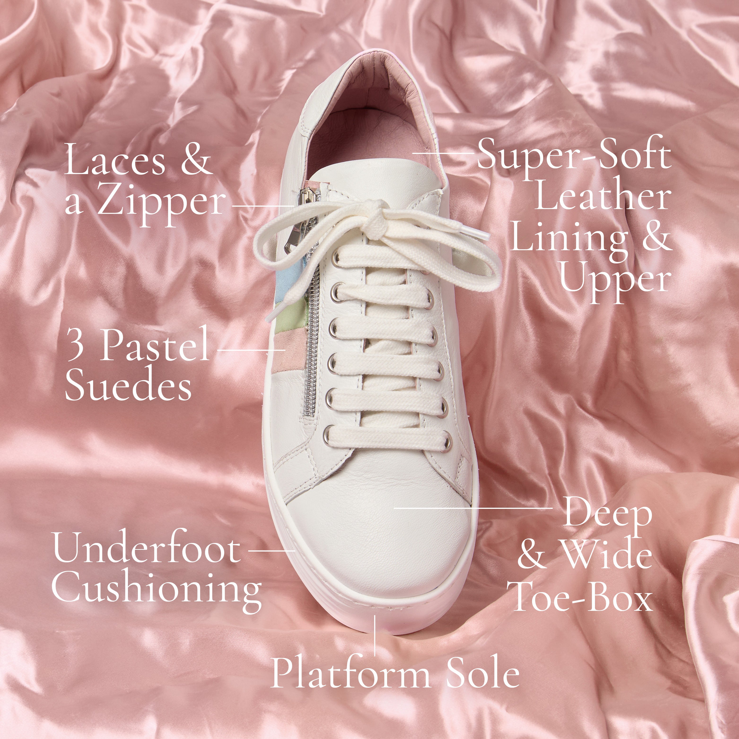 Hero-Stripe: White Leather & Multi Pastel Shoes Sole Bliss