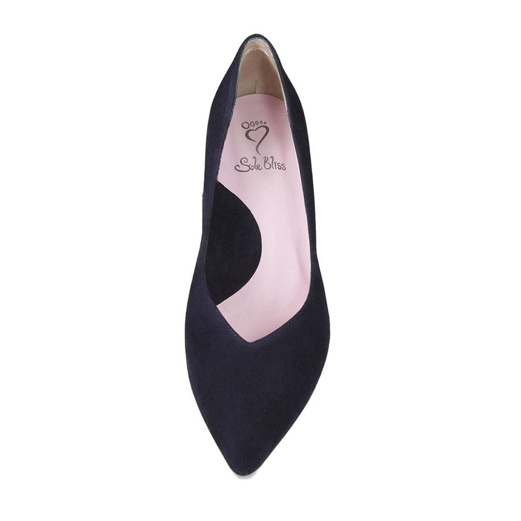 Carmen Navy Suede Dress Shoes for Bunions Sole Bliss