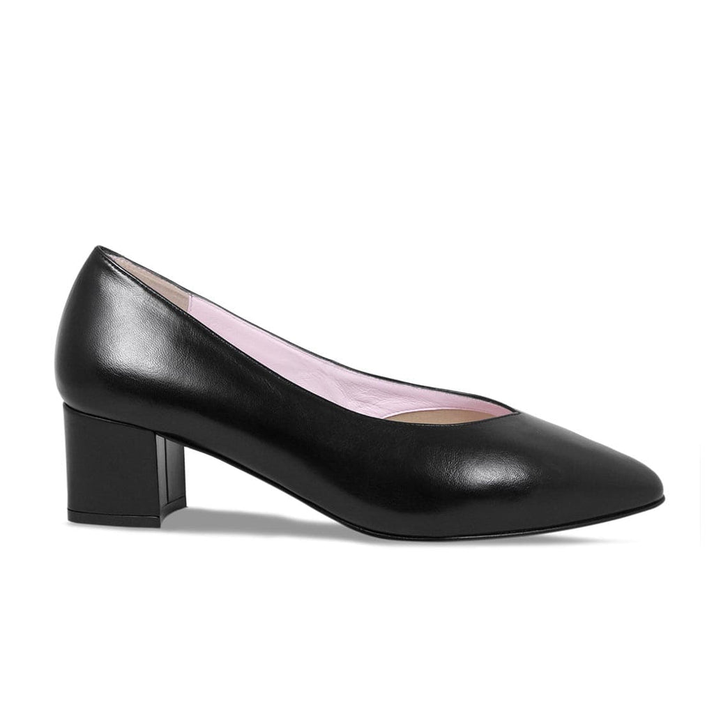Ingrid: Black Leather – Wide Fit Block Heels for Bunions Sole Bliss
