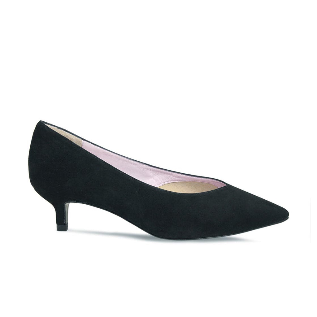 Kitty: Black Suede – Wide Fit Low Heels for Bunions Sole Bliss