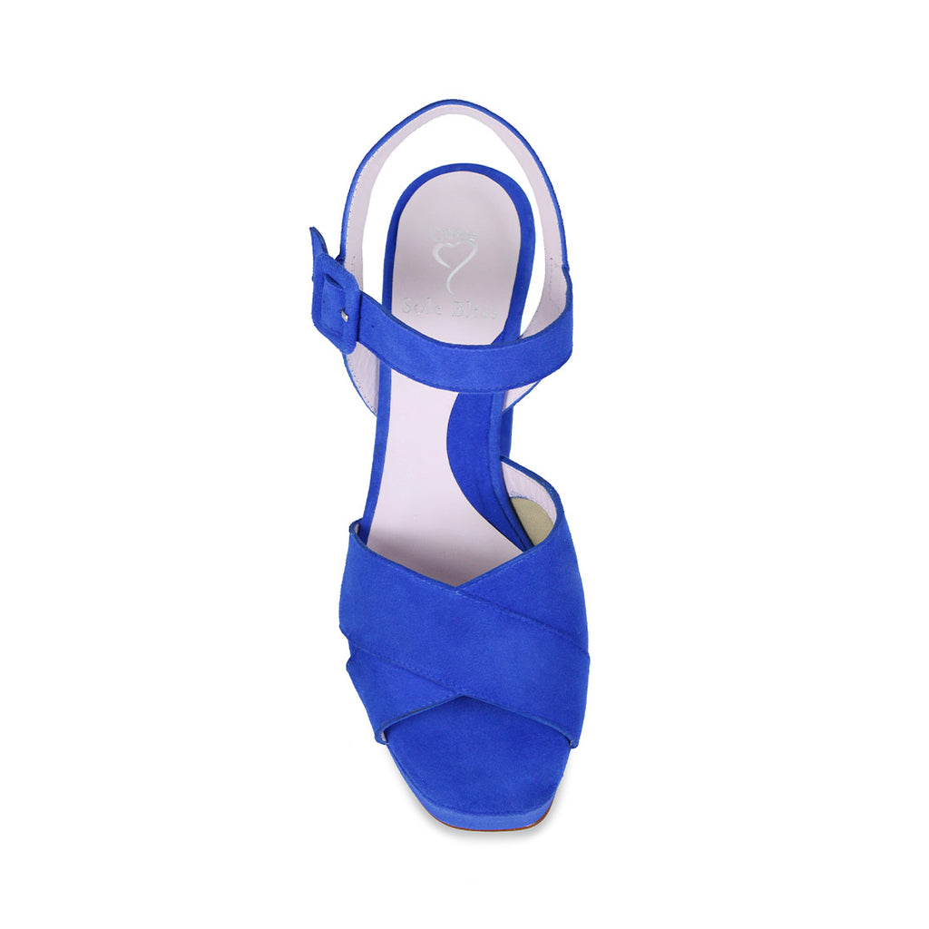 Remy Cobalt Suede High Platforms for Wide Feet Sole Bliss