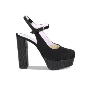 Rita: Black Suede & Snake Shoes Sole Bliss