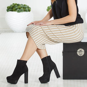 Ronda: Black Suede & Snake Boots Sole Bliss