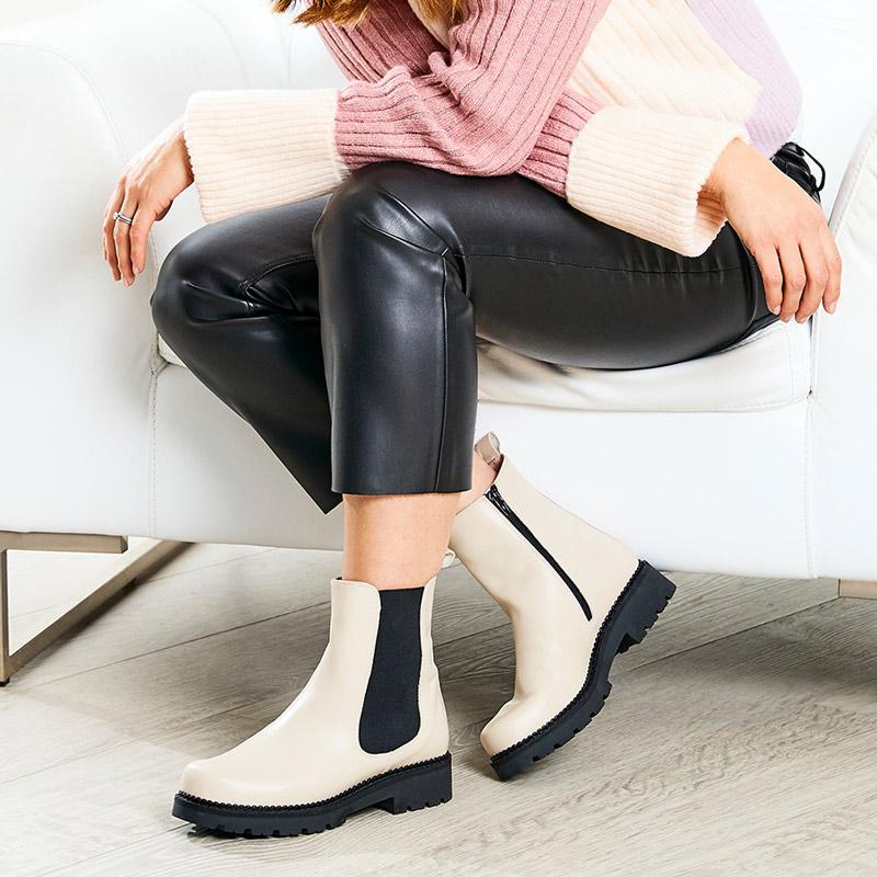 Roxy: Ivory Leather Boots Sole Bliss