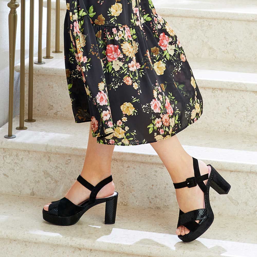 Ruby: Black Suede & Snake Shoes Sole Bliss