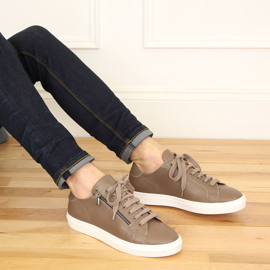 MEN'S Stride: Taupe Leather Shoes Sole Bliss