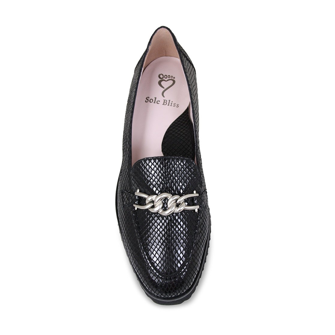 Tamara: Black Snake Print Leather Shoes Sole Bliss