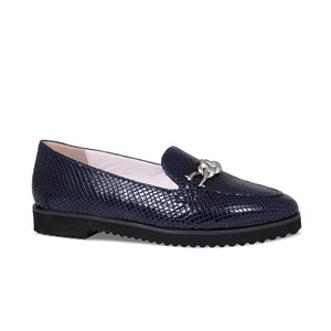 Tamara: Navy Snake Print Leather Shoes Sole Bliss