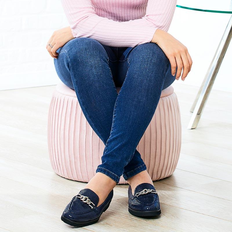 Tamara: Navy Snake Print Leather Shoes Sole Bliss