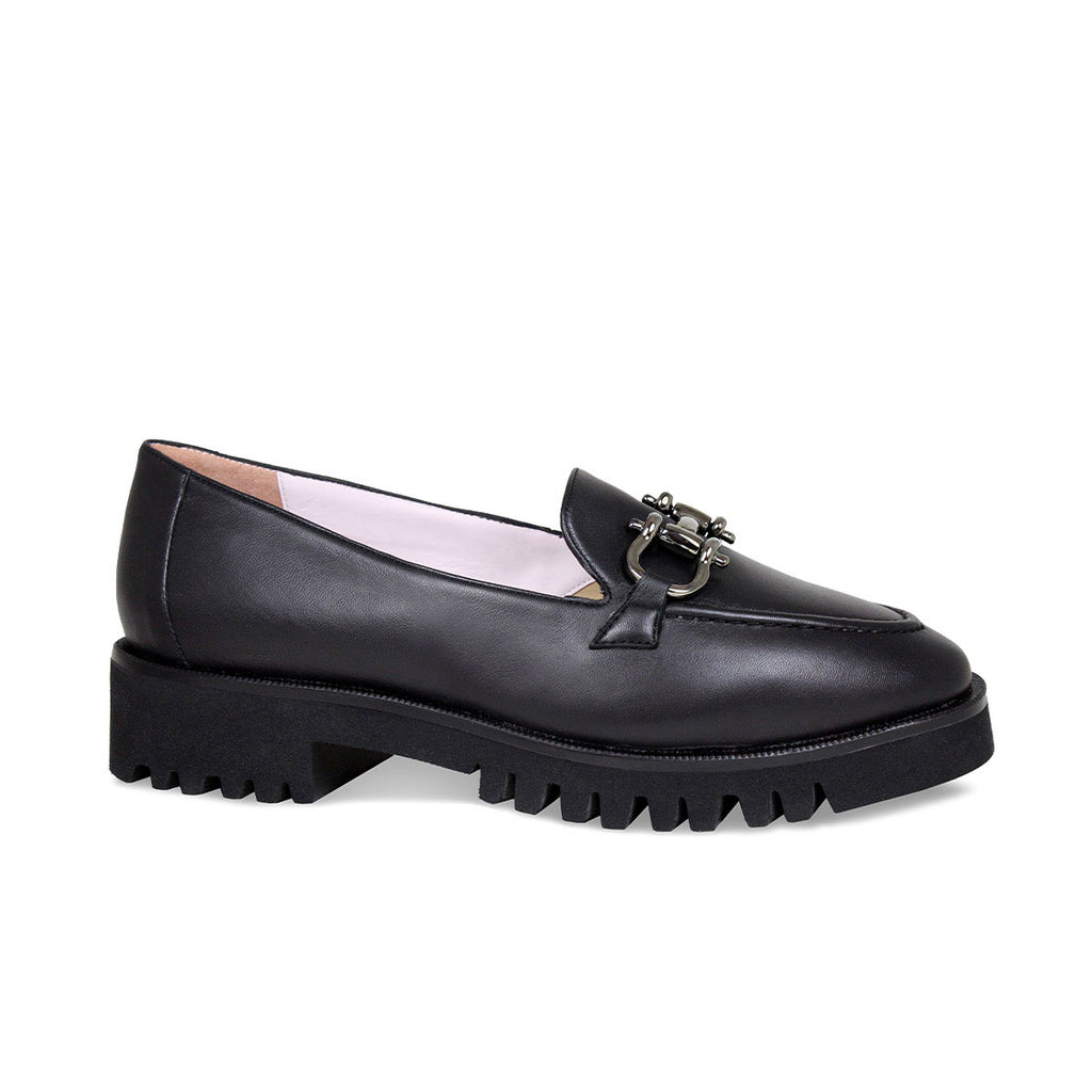Terri Black Leather Chunky Loafers for Bunions Sole Bliss