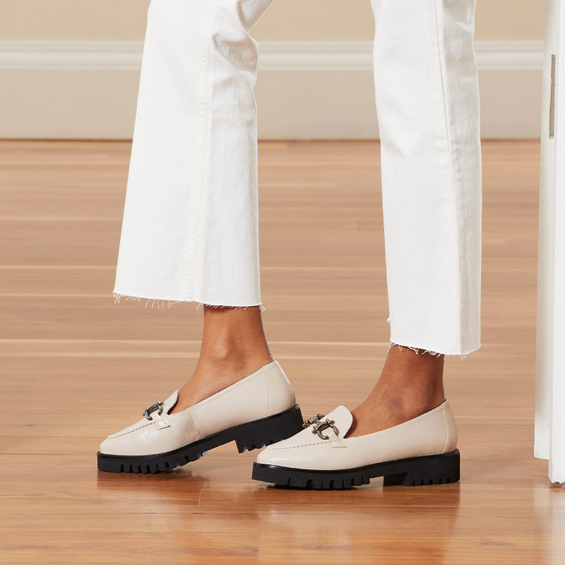 Terri: Ivory Leather Shoes Sole Bliss