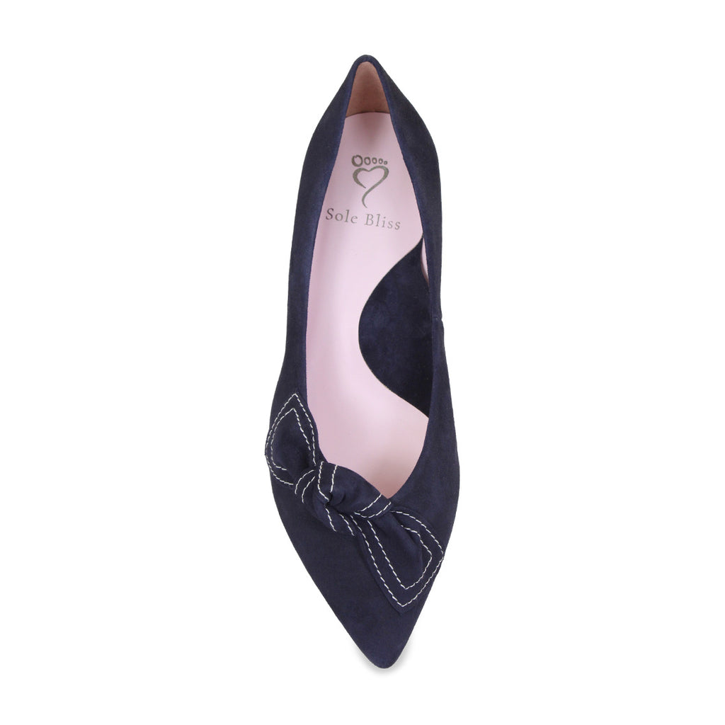 Katie Navy Suede Navy Kitten Heels for Bunions Sole Bliss