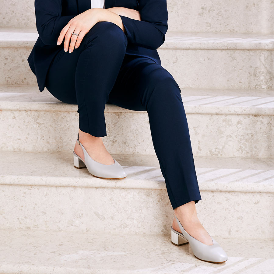 Verity: Pale Grey Leather Shoes Sole Bliss