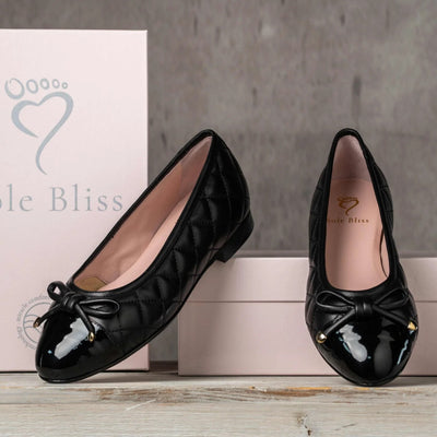 Royal: Black Quilted Leather & Patent Shoes Sole Bliss