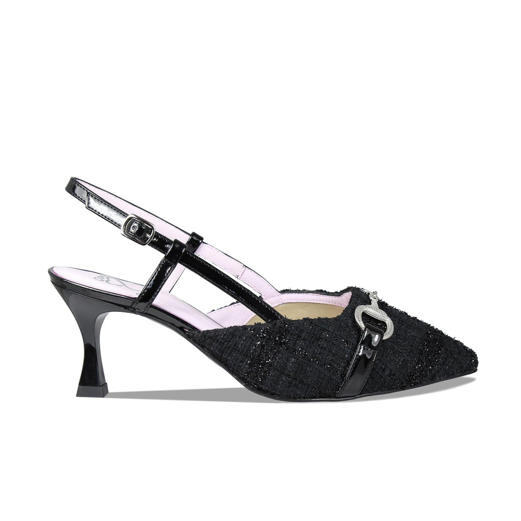 Addison: Black Tweed & Patent – Black Heels For Bunions | Sole Bliss