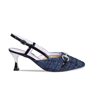 Addison: Navy Tweed & Patent Shoes Sole Bliss