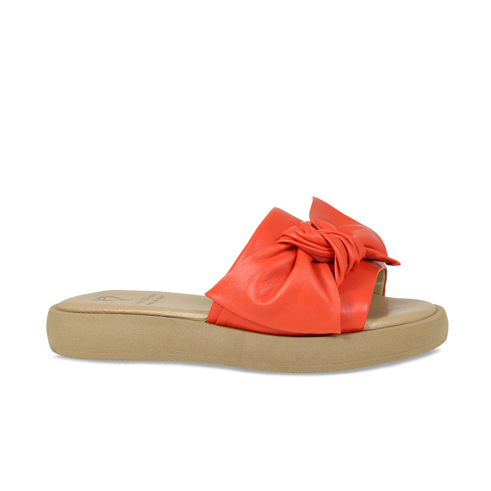 Bailey: Coral Red Leather - Pretty Sandals for Bunions | Sole Bliss